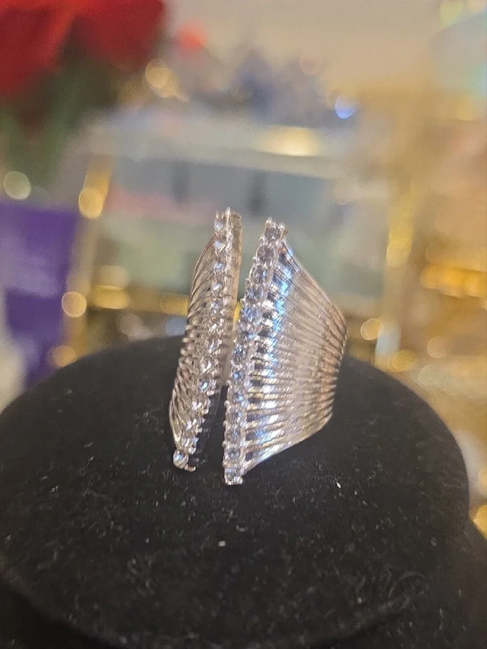Silver Crystal Accent Smart Ring - Silver